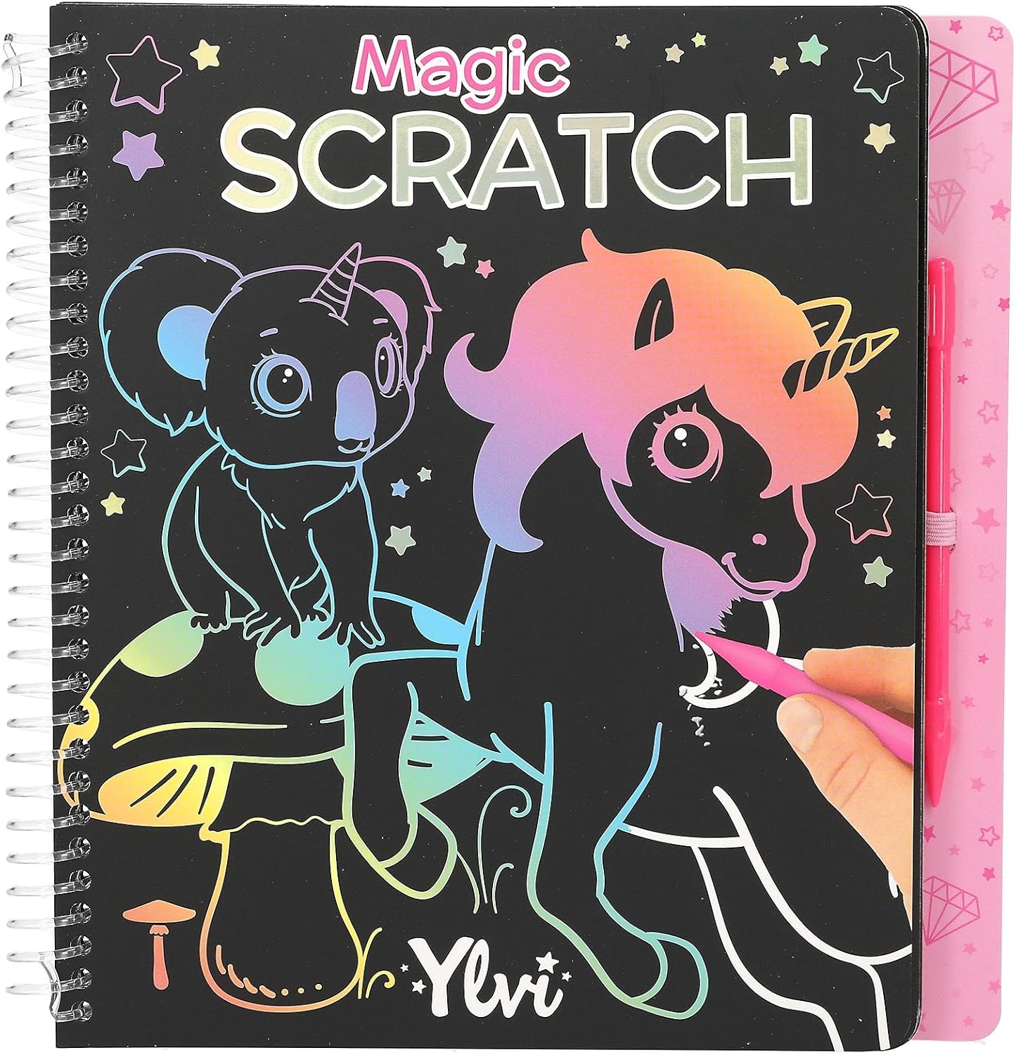 Depesche 12730 Ylvi Magic Scratch Book with 20 Pages of Fantastic Scratch Motifs, Book with Colourful Gradient and Scratch Pen