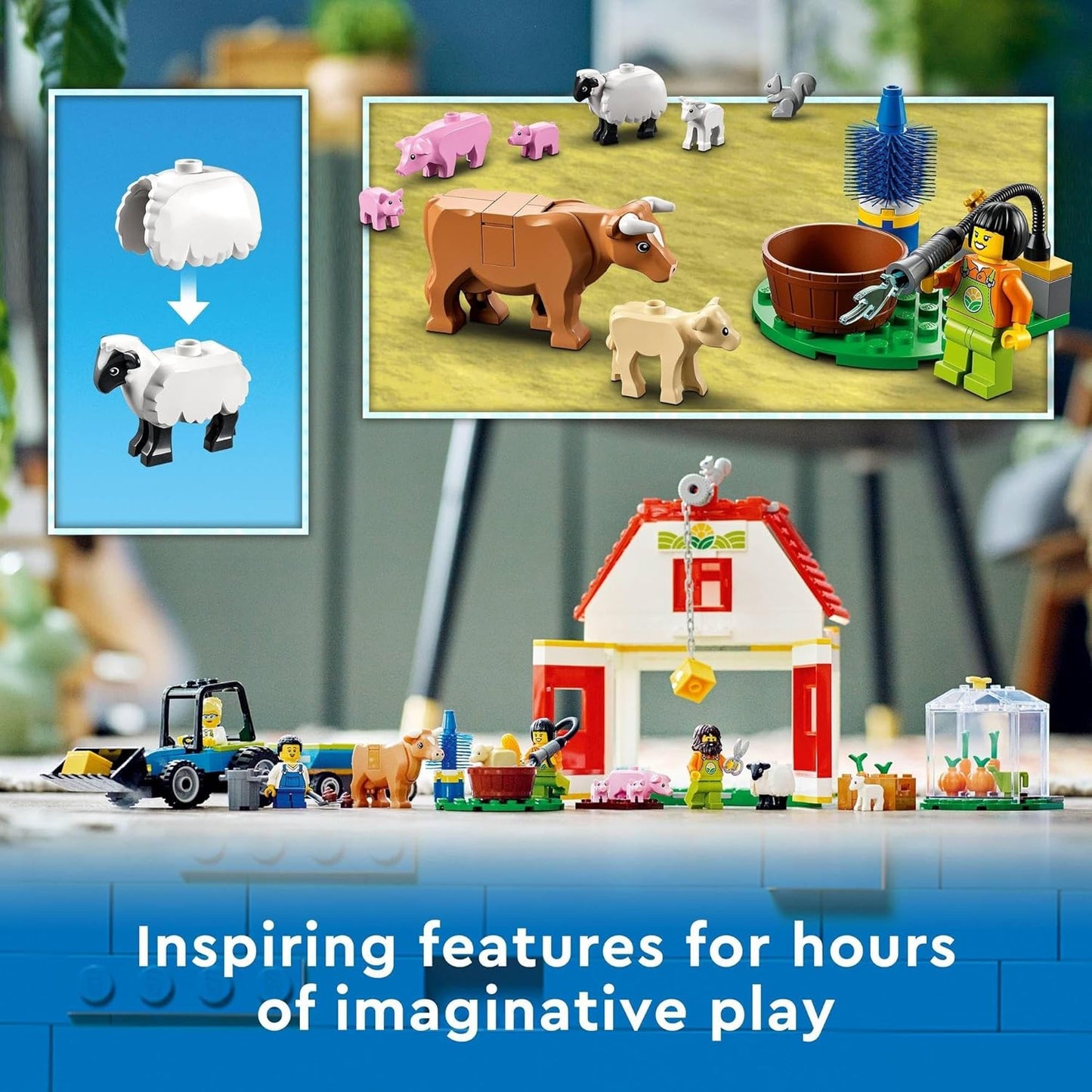 LEGO 60346 City Farm with Animals, Including Sheep, Pig, Cow and More as well as Tractor Toy with Trailer Educational Toy for Children from 4 Years