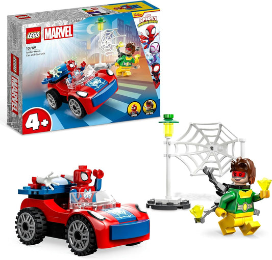 LEGO Marvel Spider-Mans Auto und Doc Ock Set, Spidey und seine Super-Freunde, baubares Spielzeug für Jungen und Mädchen ab 4 Jahren, mit im Dunkeln leuchtenden Teilen 10789