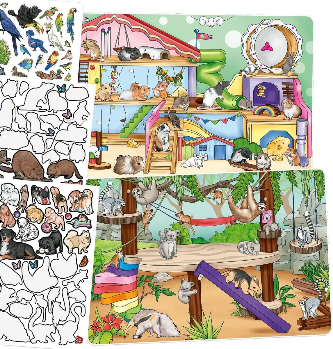 Depesche 11943 Create Your Animal World Colouring and Sticker Book with 24 Beautiful Motifs from the Animal World to Design and Stick, Includes 2 Sticker Sheets with Numerous Animal Stickers