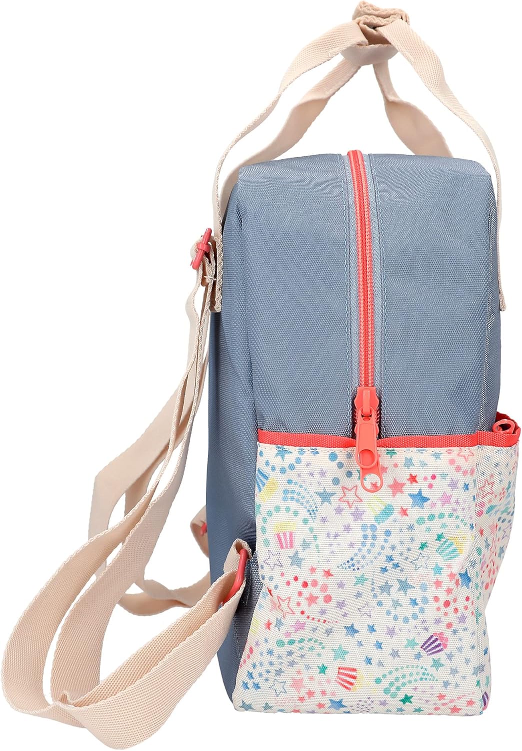 Depesche 12385 TOPModel Cutie Star Backpack in Denim Blue with Model Motif and Star Pattern, Bag with Adjustable Shoulder Straps