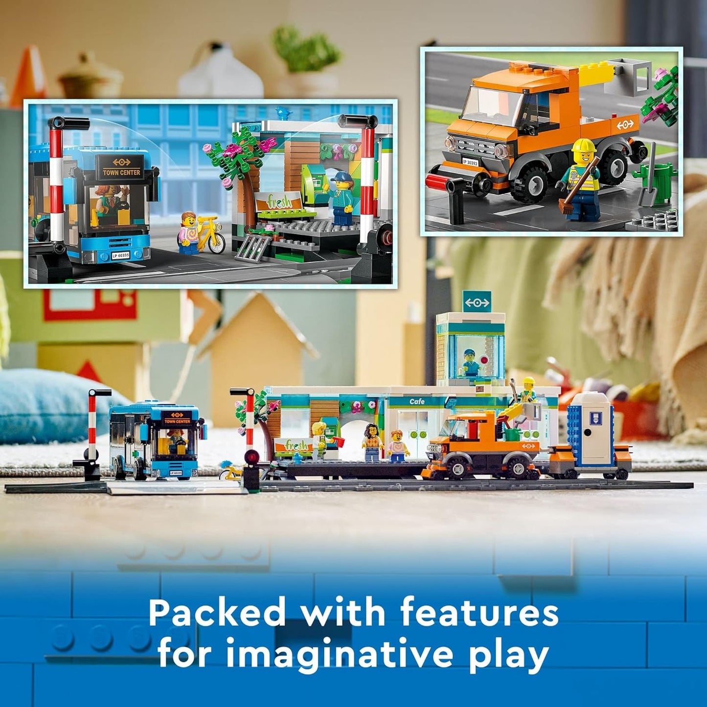 Lego 60335 City The Train Station: City Adventure with Bus, Lift Truck, 6 Mini Figures, Street Signs, Compatible with City Train, Educational Toy for Children from 7 Years, Gift