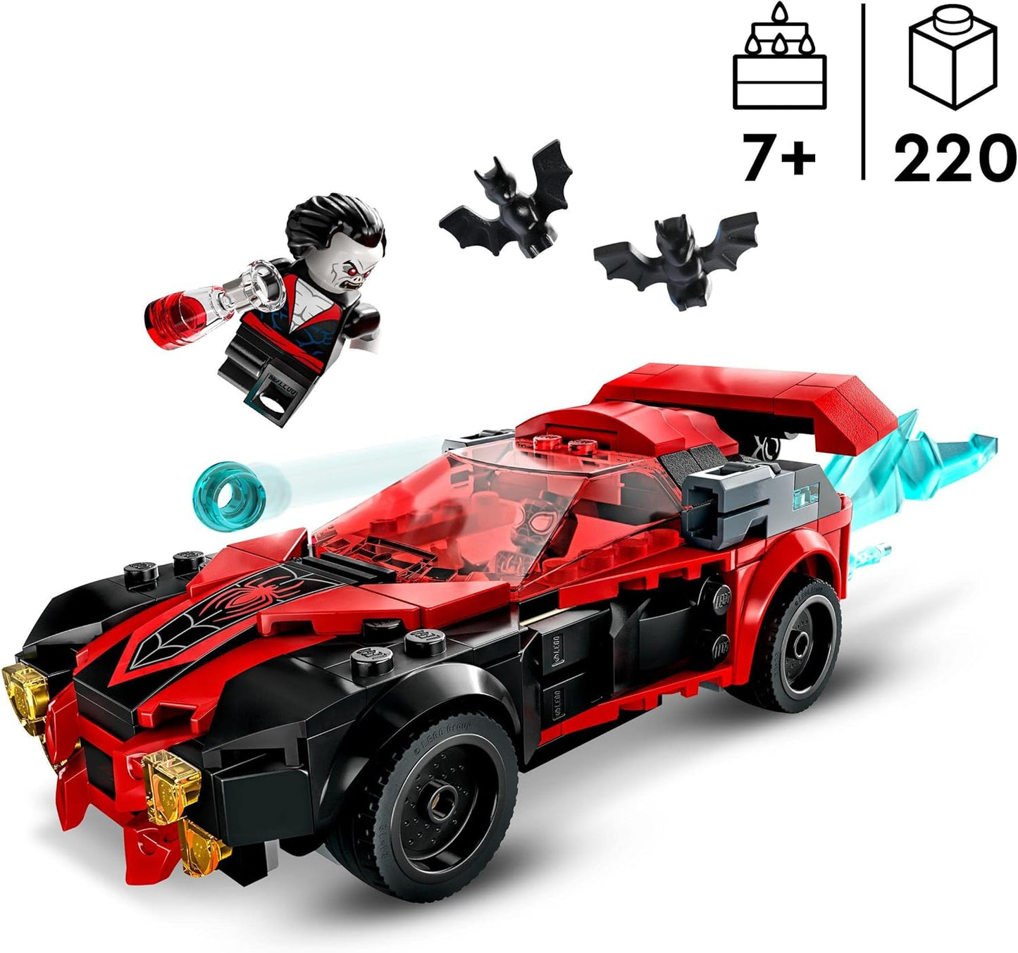 LEGO Marvel Miles Morales vs. Morbius Set, Spider-Man Racing Car Toy Car to Build from Adventure in Spiderverse with Spidey Mini Figures 76244