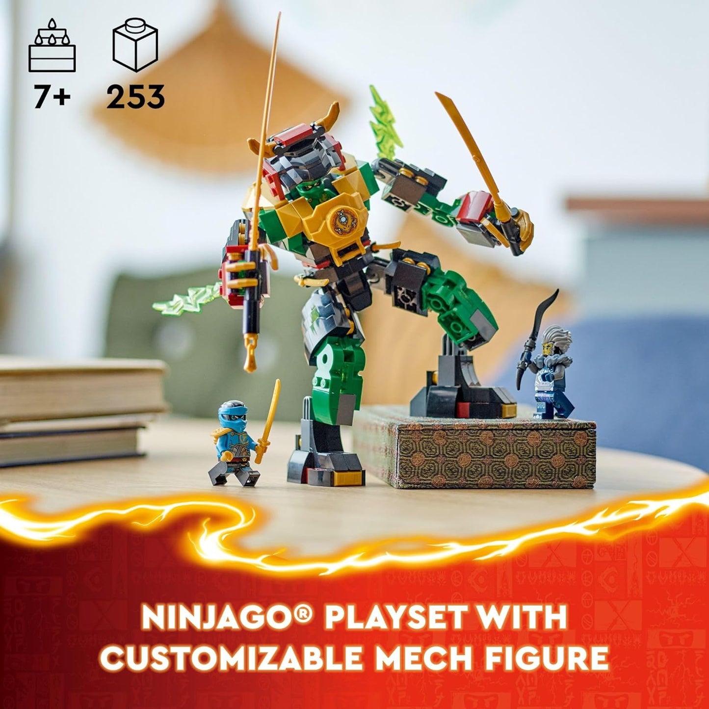 LEGO Ninjago 71817 Lloyd's Elemental Power Mech Adjustable Fighting Toy with 3 Ninja Action Figures, Adventure Playset for Boys and Girls, Ninja Gift Idea for Children from 7 Years