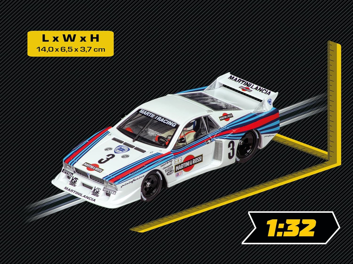 Carrera - 20031065 - Digital 132 I Lancia Beta Montecarlo Turbo Lancia Martini Racing No3 Daytona 1981 I Drive a Legend of Racing I With Original Lancia Licence I Slot Car in 1:32 Scale