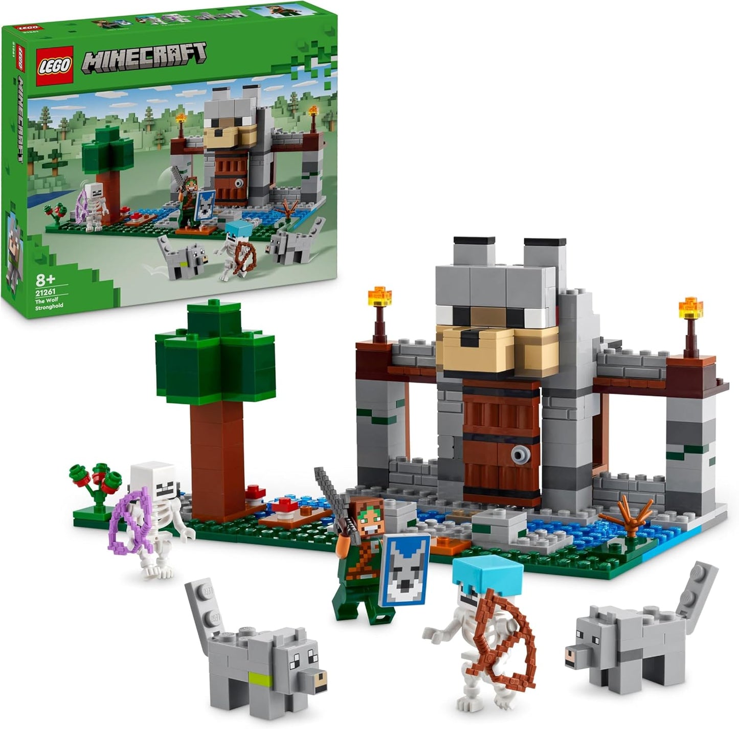 LEGO Minecraft The Wolf Fortress, Action Playset with Skeletons and Fortress to Explore, Gift for Gamers, Boys and Girls from 8 Years, Construction Toy for Action Adventures, 21261