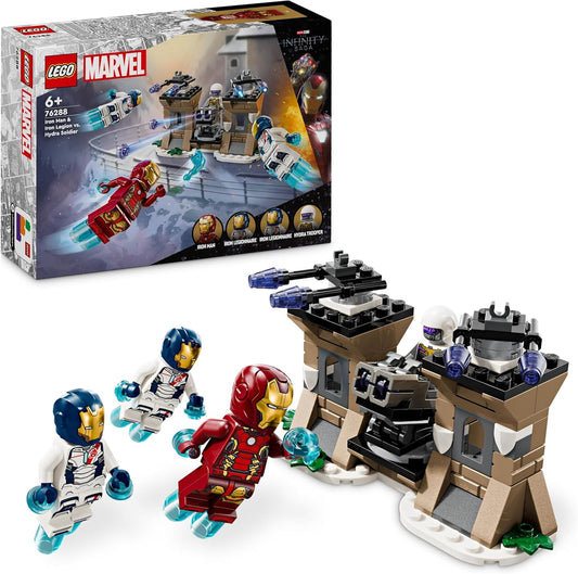 LEGO Marvel Iron Man & Iron Legion vs. Hydra Soldier, Avengers Building Toy, Creative Playset for Children and Superhero Fans, Gift for Boys and Girls from 6 Years, 76288