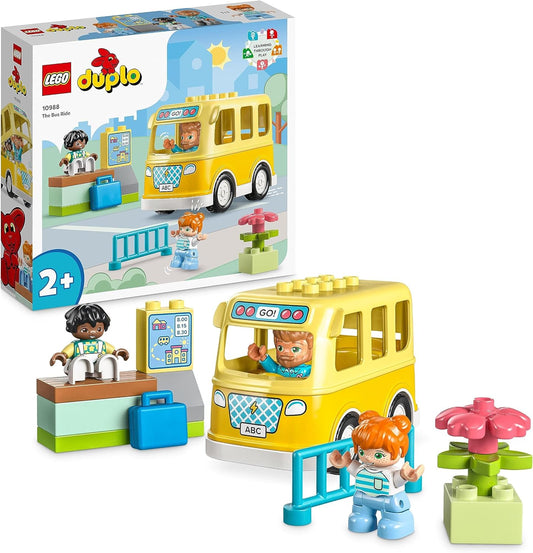 LEGO 10988 DUPLO The Bus Ride Set, Bus Toy for Building Social Skills, Motor Skills Toy with Vehicle and Figures, Educational Gift for Toddlers, Boys and Girls from 2 Years