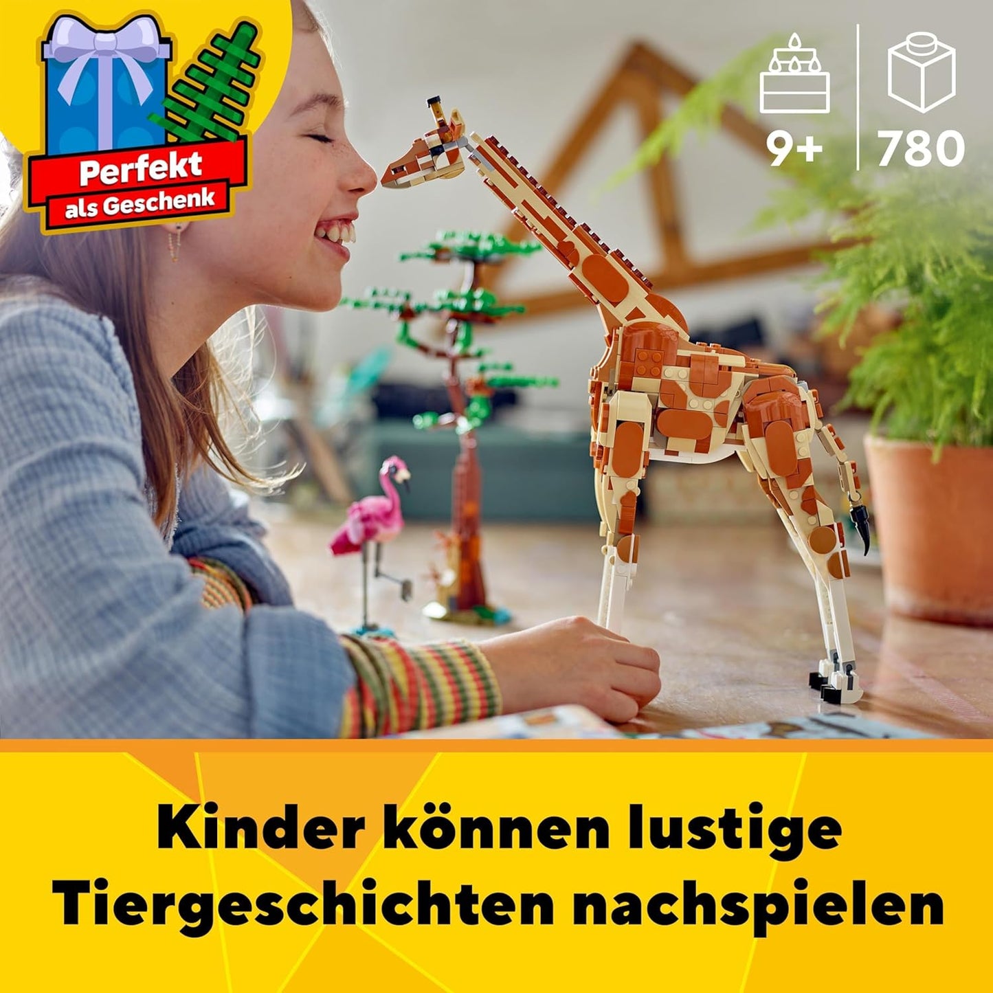 LEGO Creator 3-in-1 Animal Safari, Creative Set with Animal Figures, 3 Building Options: Toy Giraffe, Gazelles and Lion, Toy Animals for Girls and Boys, Nature Gift for Children from 9 Years 31150