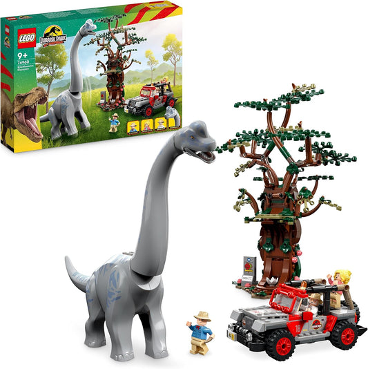 LEGO 76960 Jurassic Park Entdeckung des Brachiosaurus, Dinosaurier Spielzeug mit Figur und Jeep, Sammler-Set zum 30. Jubiläum, für Jungen und Mädchen