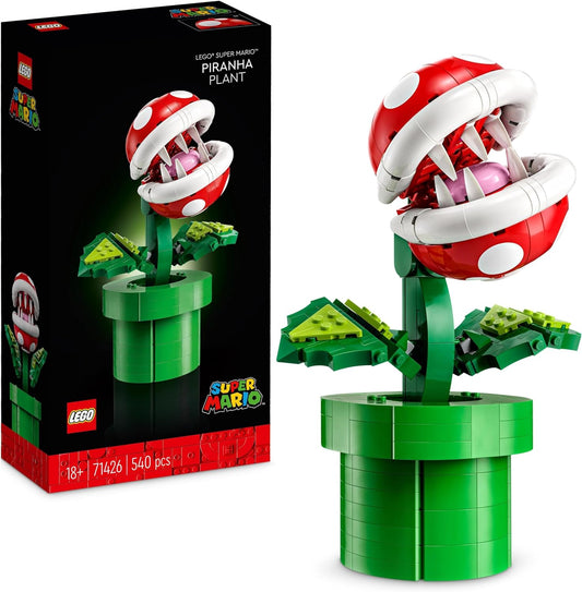 Lego Super Mario Piranha Plant Set, 71426, Movable Figure with Whistle and 2 Coin Elements, Model Kit for Adults to Build, Bedroom Decoration, Gift for Men, Women and Teenagers