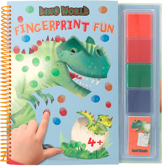 Depesche 12106 Dino World Fingerprint Fun Colouring Book with 4 Ink Pads for Colouring with Your Fingers