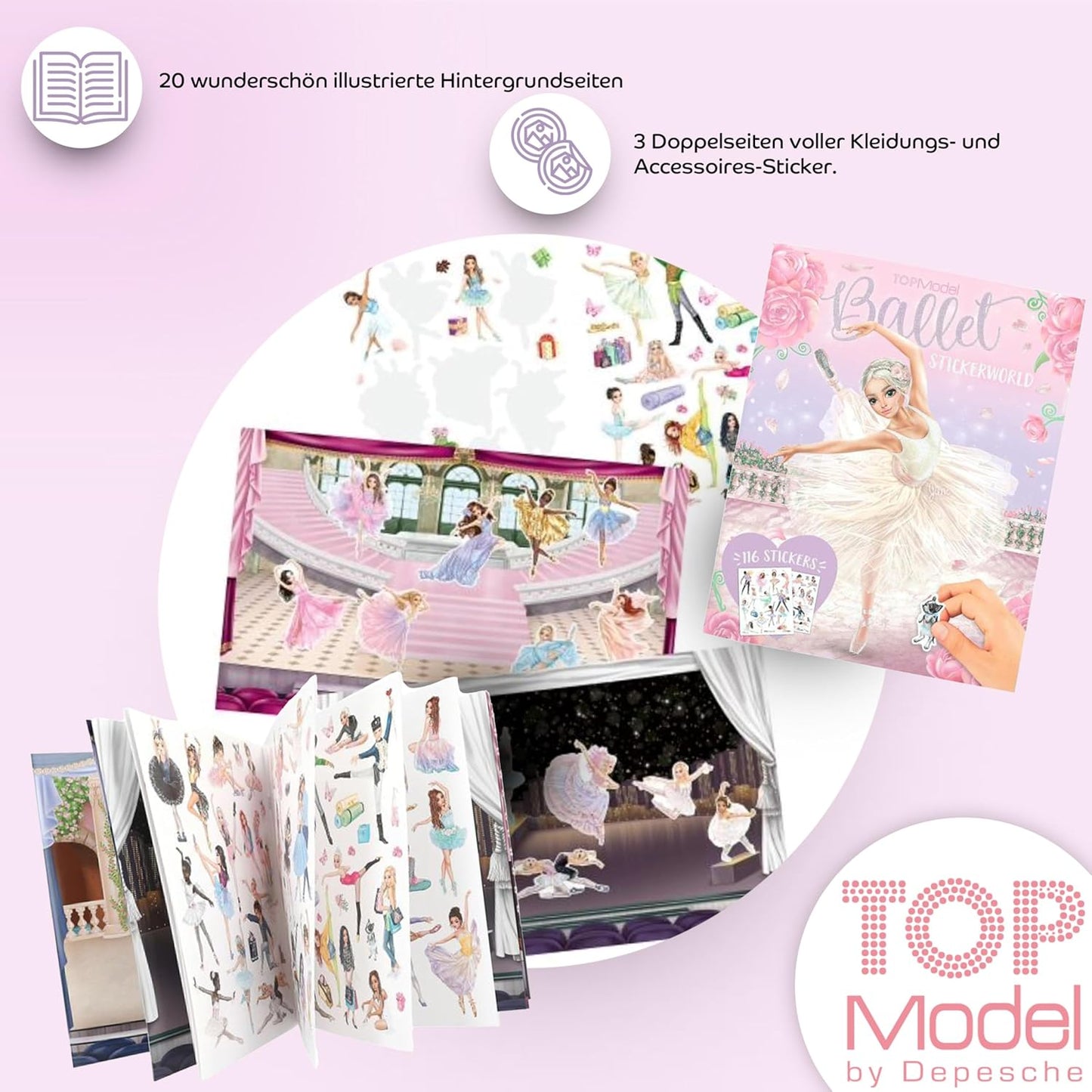 Create Your TOPModel Make-Up Colouring Book + TOPModel Stickerworld Ballet - Fascinating Creative Fun with Makeup Designs and Charming Ballet Stickers for Trendy Girls