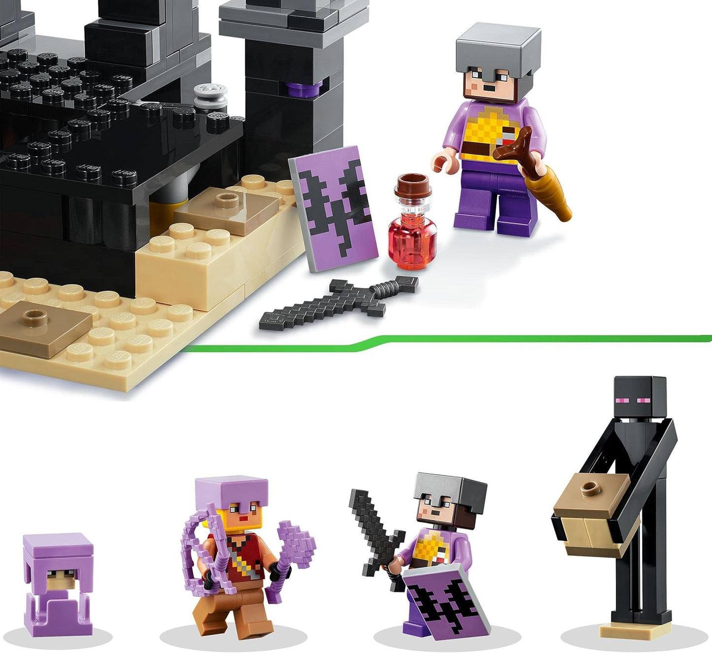 LEGO 21242 Minecraft The End Arena Set, 'Player vs Player Battle' Action Toy with Lava, Enderdragon and Enderman Figure, Gift for Children from 8 Years