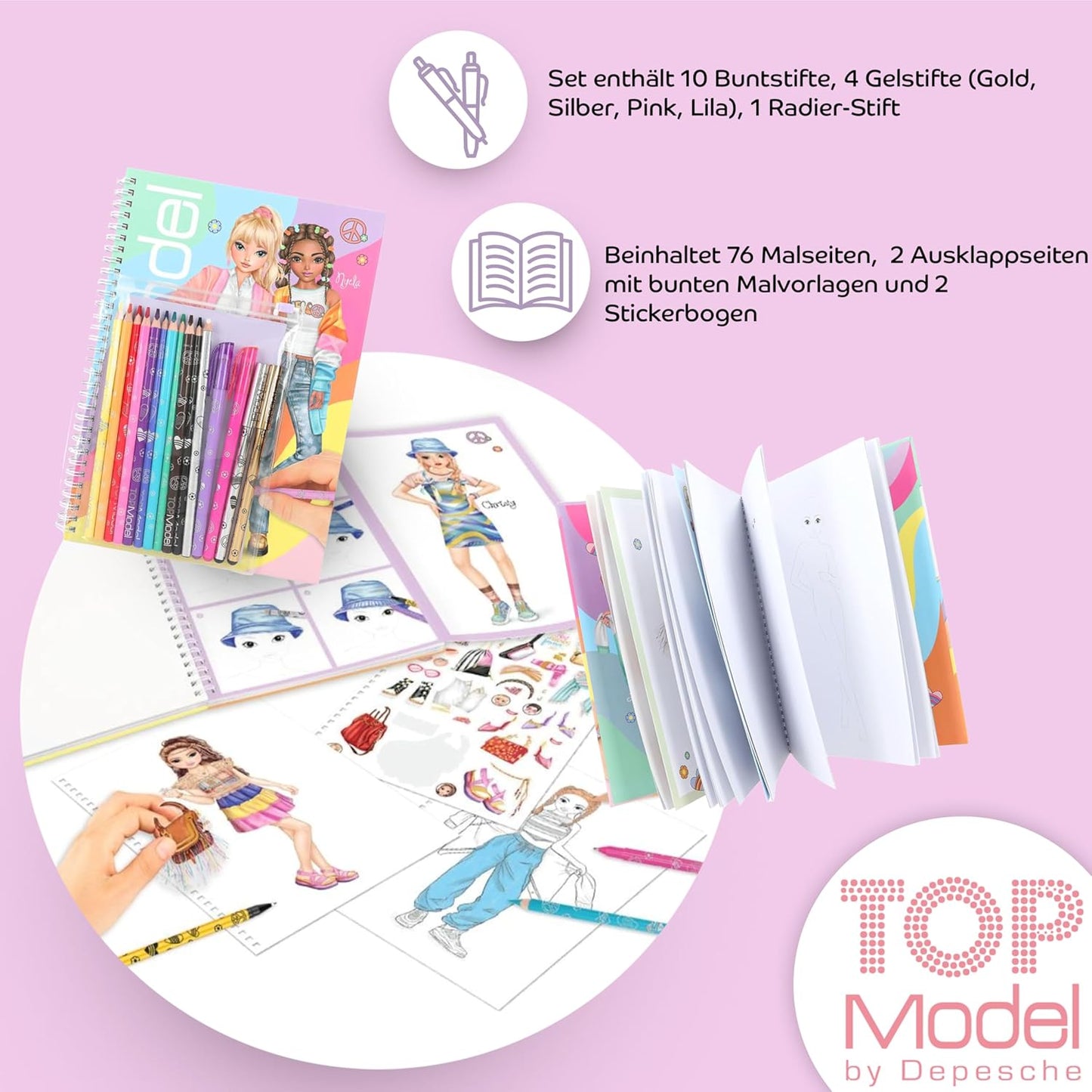 TOPModel Colouring Book Set & TOPModel Pocket Colouring Book: Creative Colouring Fun for on the Go and at Home – Your Perfect Set for Imaginative Drawings and Colourful Adventures