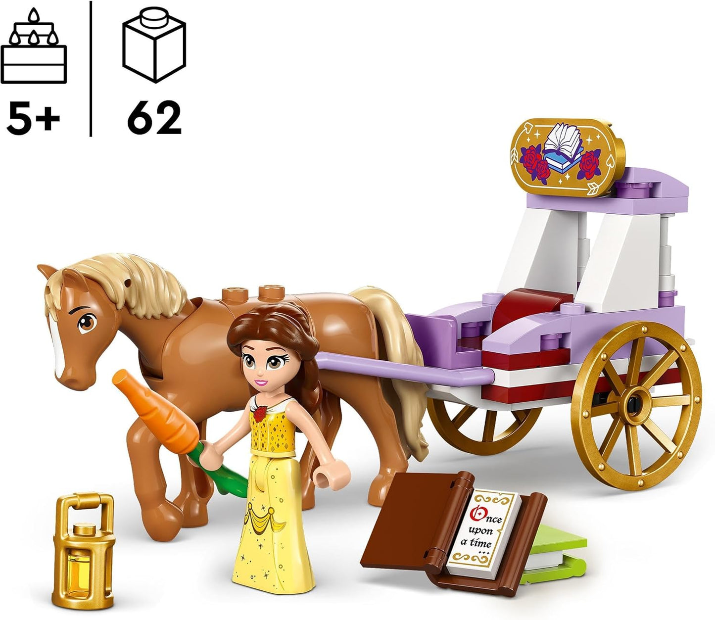 LEGO Disney Princess Belles Horse Carriage, Princess Set with Horse Toy and Doll, Carriage with Horse Figure for Disney Movie Beauty and the Beast, Gift for Girls and Boys 43233