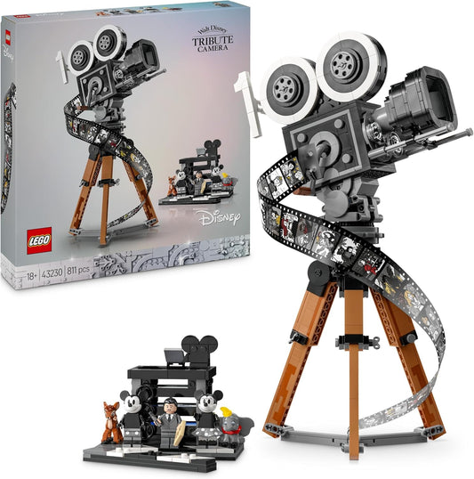 LEGO Disney Camera - Tribute to Walt Disney Set for Adults with Mickey and Minnie Mouse Mini Figures, Bambi and Dumbo Figures, Gift for Women and Men and Fans Display Piece 43230