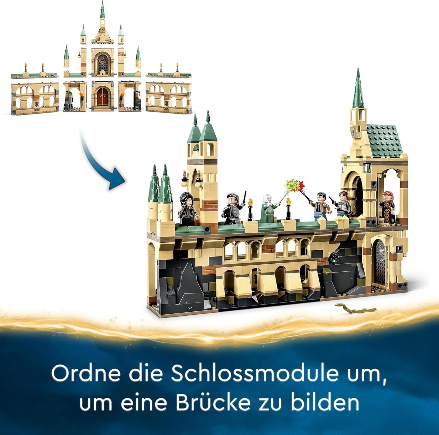 LEGO Harry Potter The Battle for Hogwarts, Castle Toy for Building and Standing with Mini Figures such as Molly Weasly, Voldemort and Many More, Gift for Children, Boys and Girls 76415