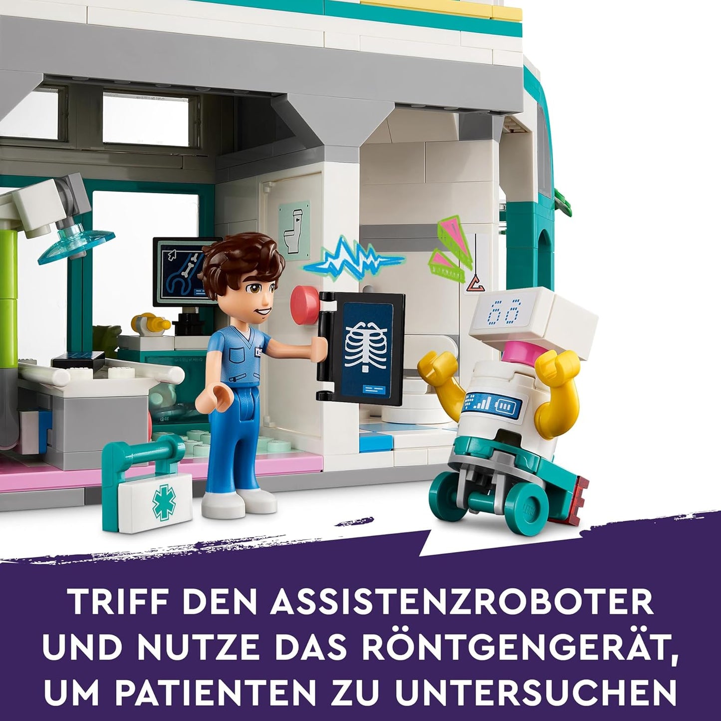 LEGO Friends Heartlake City Krankenhaus, Set mit Spielzeug-Hubschrauber und Figuren inkl. Autumn und Hund, Arzt-Spielzeug für Kinder, Geschenk für Mädchen und Jungen ab 7 Jahren 42621