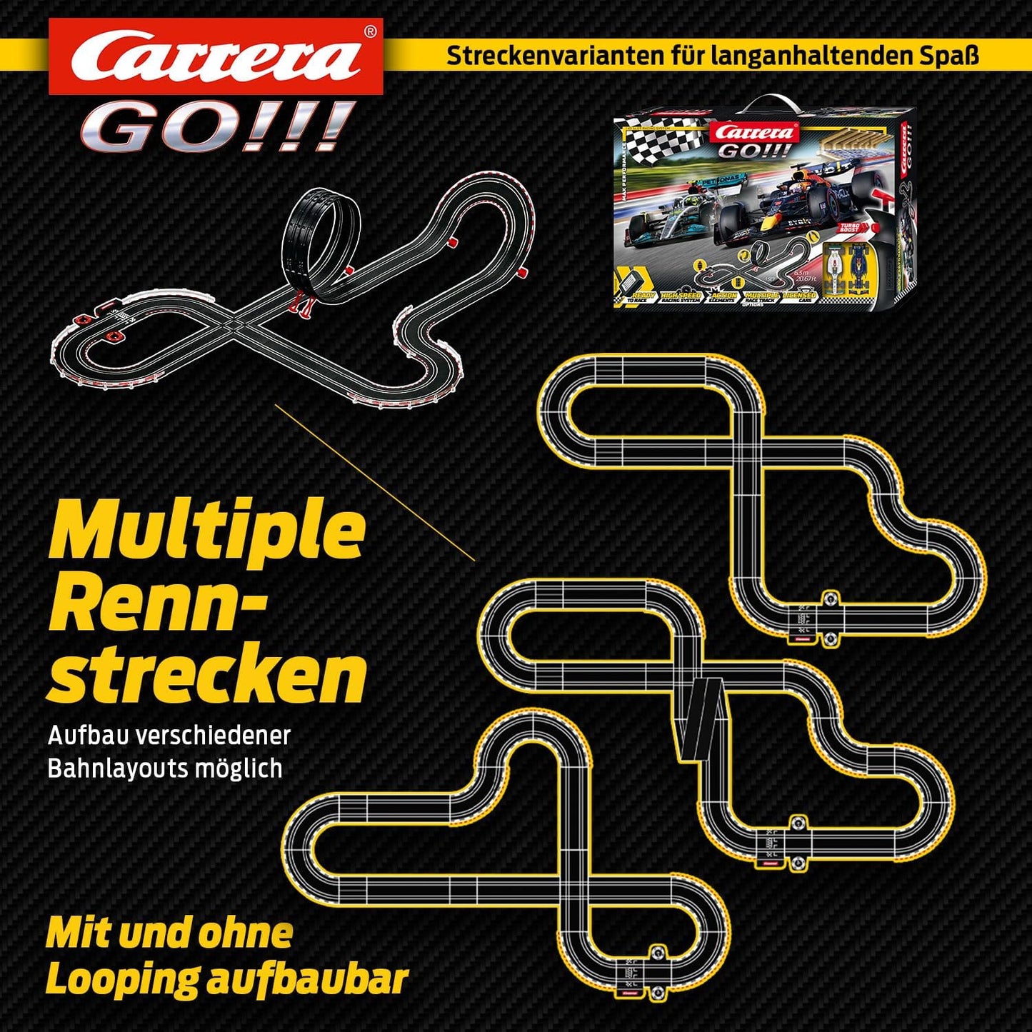 Carrera Go!!! Max Performance | Formula 1 Race Track Set | Max Verstappen vs Louis Hamilton | 2 Slot Cars Including 2 Hand Regulators with Turbo Button | Includes Looping, Crossing, Fly-Over and Lap