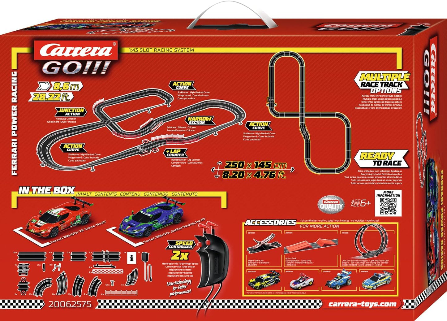 Carrera - 20062575 - Carrera GO!!! Ferrari Power Racing Race Track Set I Racing Track with Licensed Slot Cars | Up to 2 Players | For Children from 6 Years and Adults