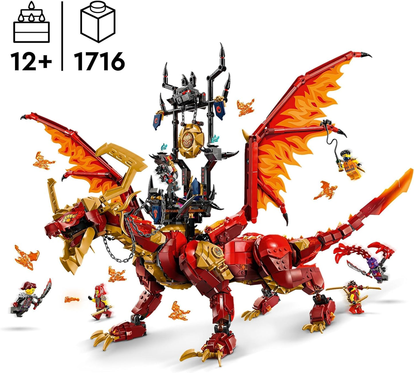 LEGO Ninjago Spring Dragon of Movement, Adventure Toy for Children, Ninja Playset with 6 Mini Figures, Birthday Gift for Boys and Girls from 12 Years, Fantasy Play Set 71822