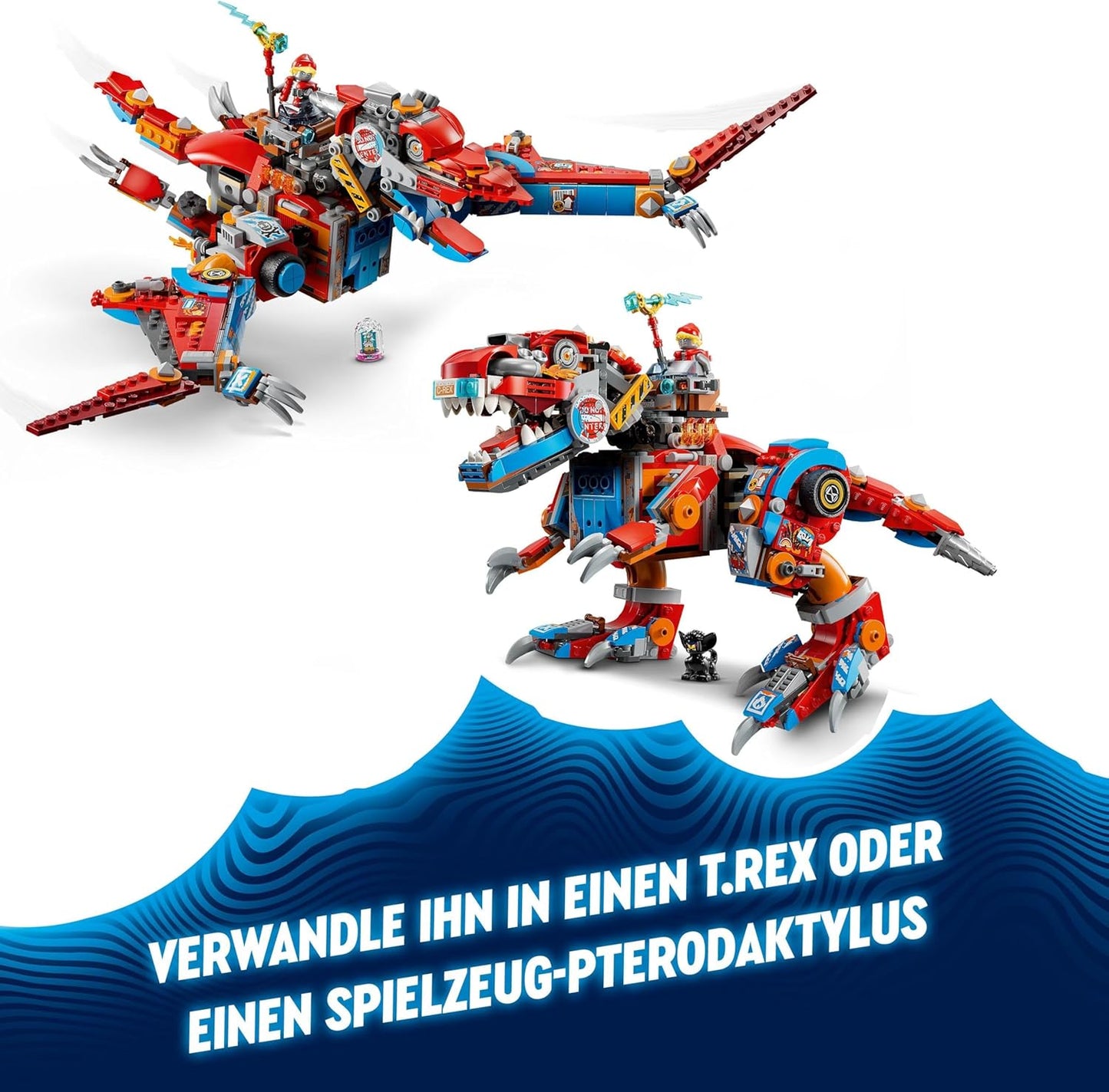 LEGO DREAMZzz 2-in-1 Coopers Dino-Mech C-Rex Toy Pterodactyl T.Rex Action Figure for Boys and Girls, Creative Toy, Adventure Set, Gift for Children from 9 Years 71484