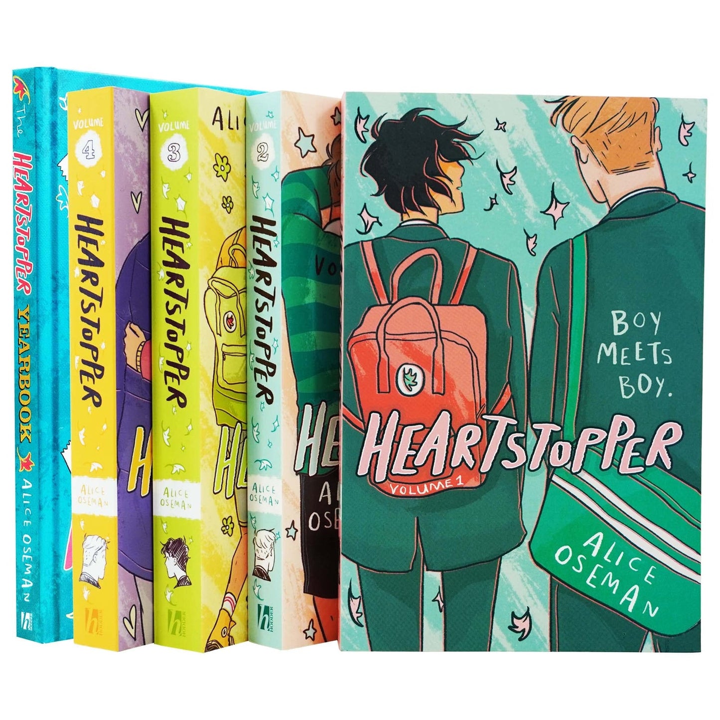 Heartstopper Series Volume 1-4 & Heartstopper Yearbook (Hardback) 5 Books Collection Set By Alice Oseman