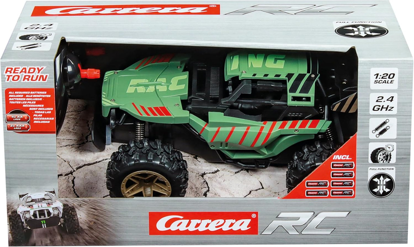 Carrera RC I 2.4GHz Mountain Racer I RC Buggy with Full Driving and Steering Function I Full Suspension Vehicle I Remote Controlled I Pneumatic Tyres I Action in Off-Road I Suitable for Boys and Girls