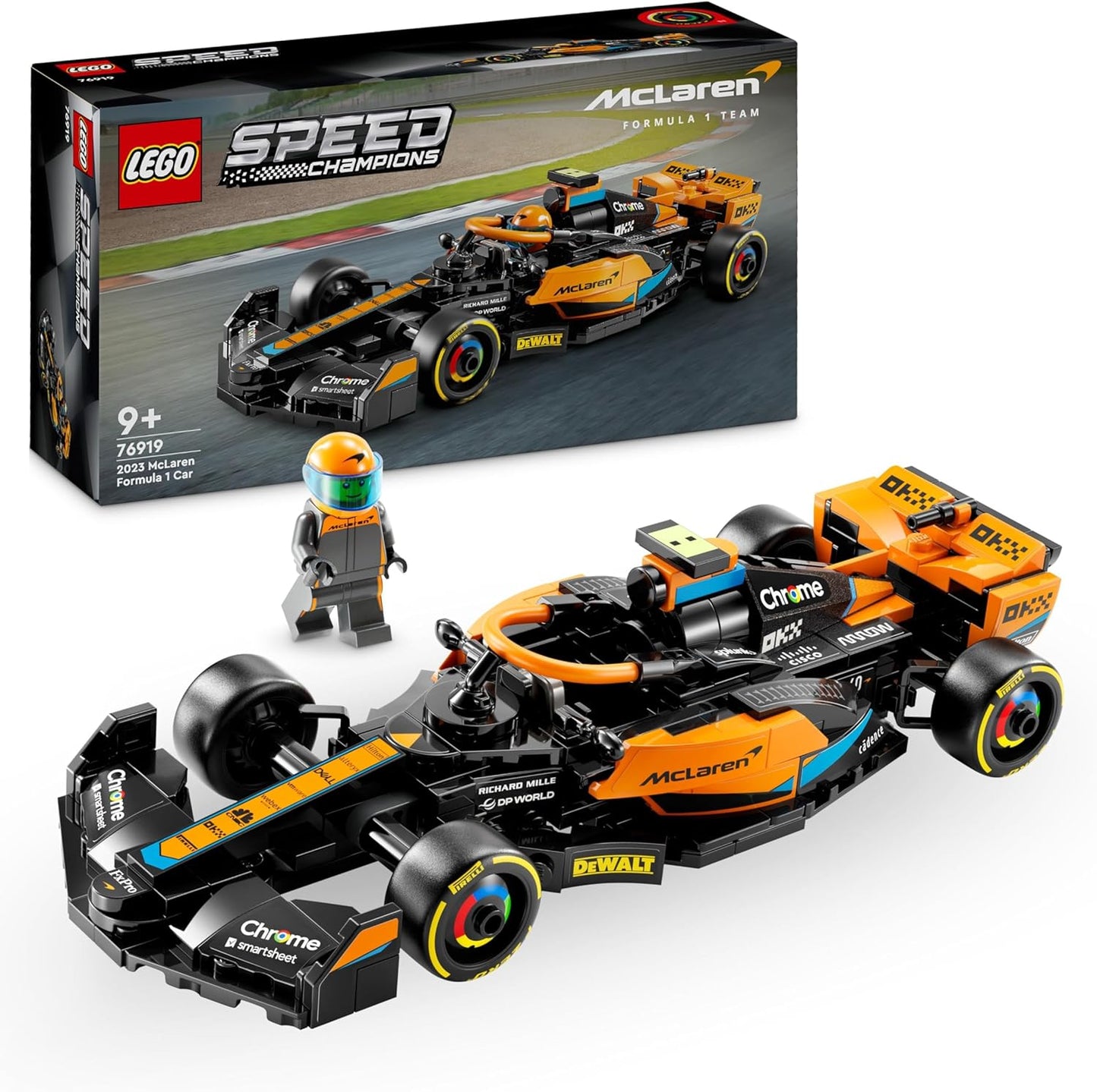 LEGO Speed Champions McLaren Formula 1 Racing Car 2023, Toy for Children from 9 Years, Boys and Girls Who Like to Play Independently, Buildable Vehicle Model, Children's Room Decoration 76919