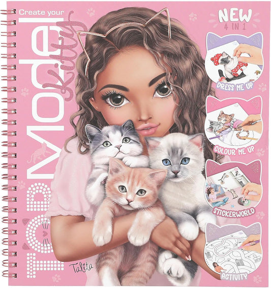 Depesche TOPModel Create Your Kitty 13038 Colouring Book with 47 Pages for Designing Cat Motifs Includes 5 Sticker Sheets