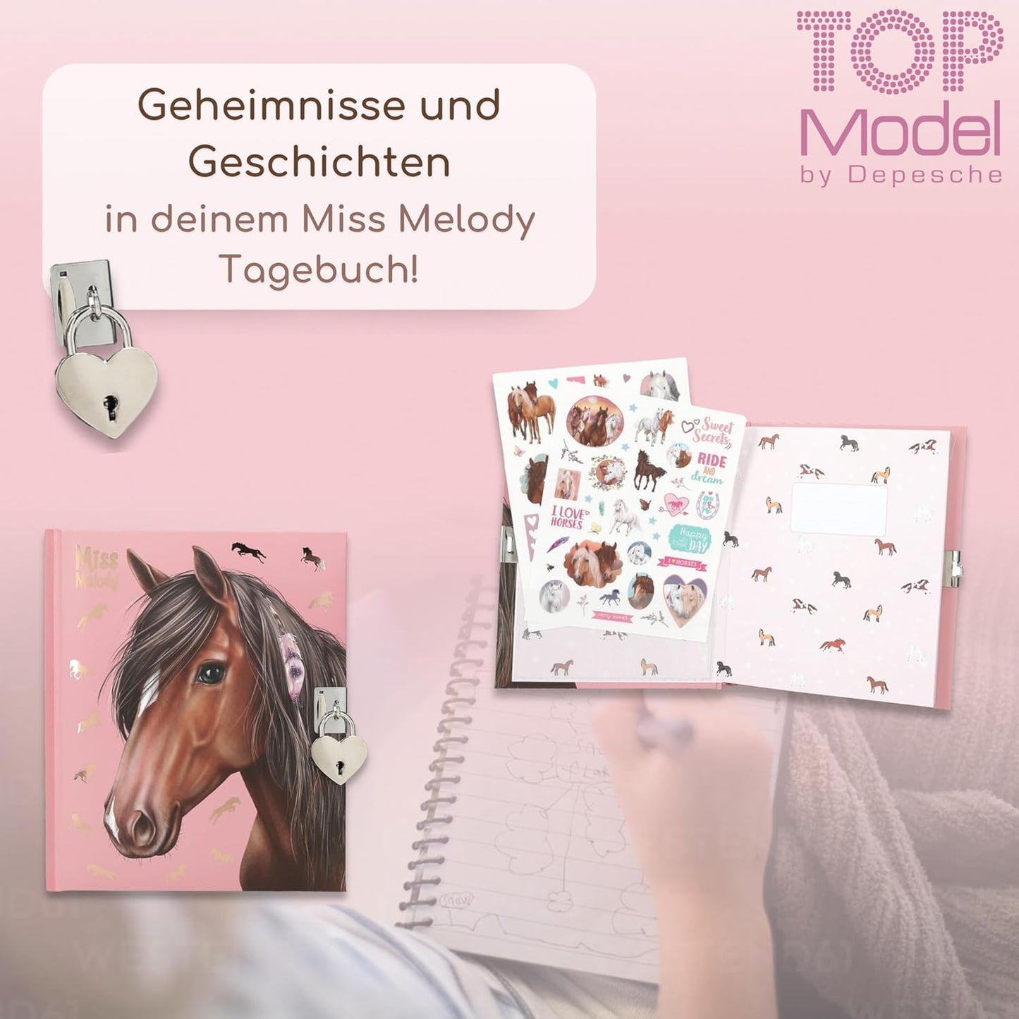 Depesche Miss Melody Diary with Stickers & Miss Melody Colour & Design Book - Design, Dream and Discover Your Imagination with the Most Beautiful Horse Motifs