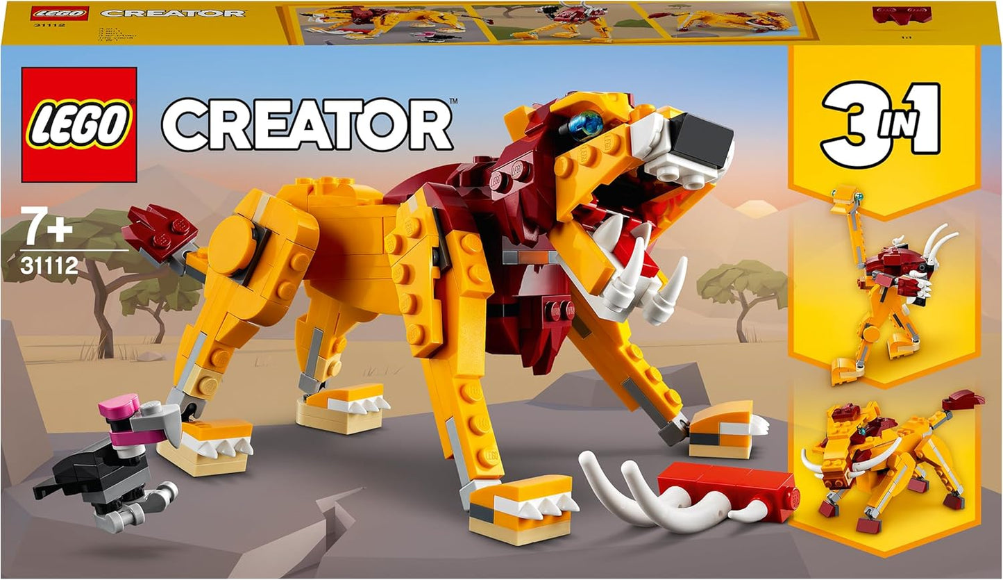 LEGO 31112 Creator 3-in-1 Wild Lion Ostrich and Warthog Set Toy Animals for Children