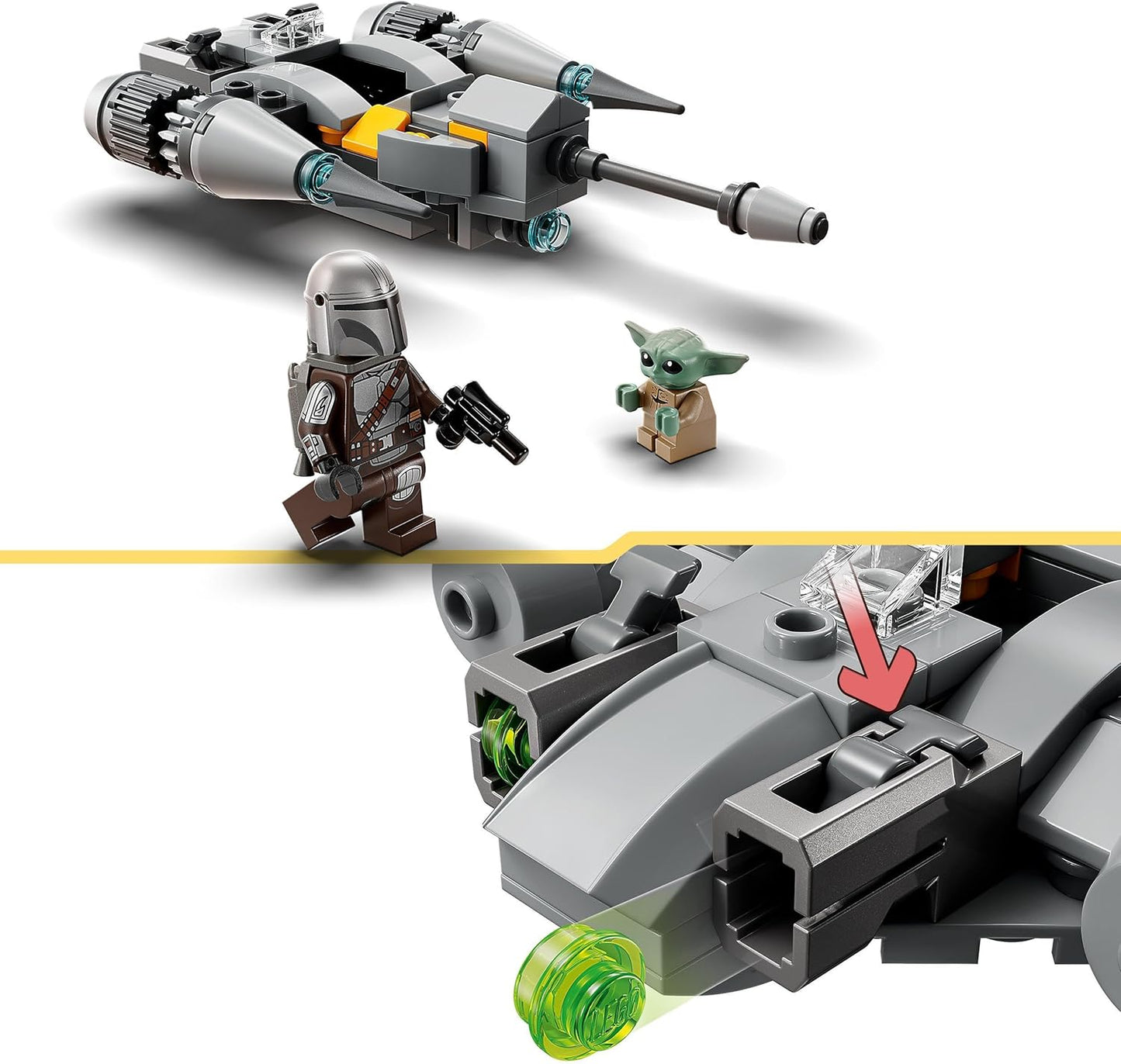 LEGO 75363 Star Wars N-1 Starfighter of the Mandalorian - Microfighter Micro Building Toy, The Book of Boba Fett Vehicle with Baby Yoda Figure Grogu, Gift for Children, Boys, Girls from 6 Years