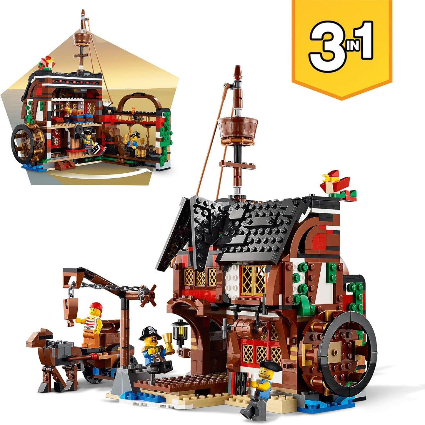 Lego 31109 Creator 3-in-1 Toy Set Pirate Ship, Inn and Skull Island