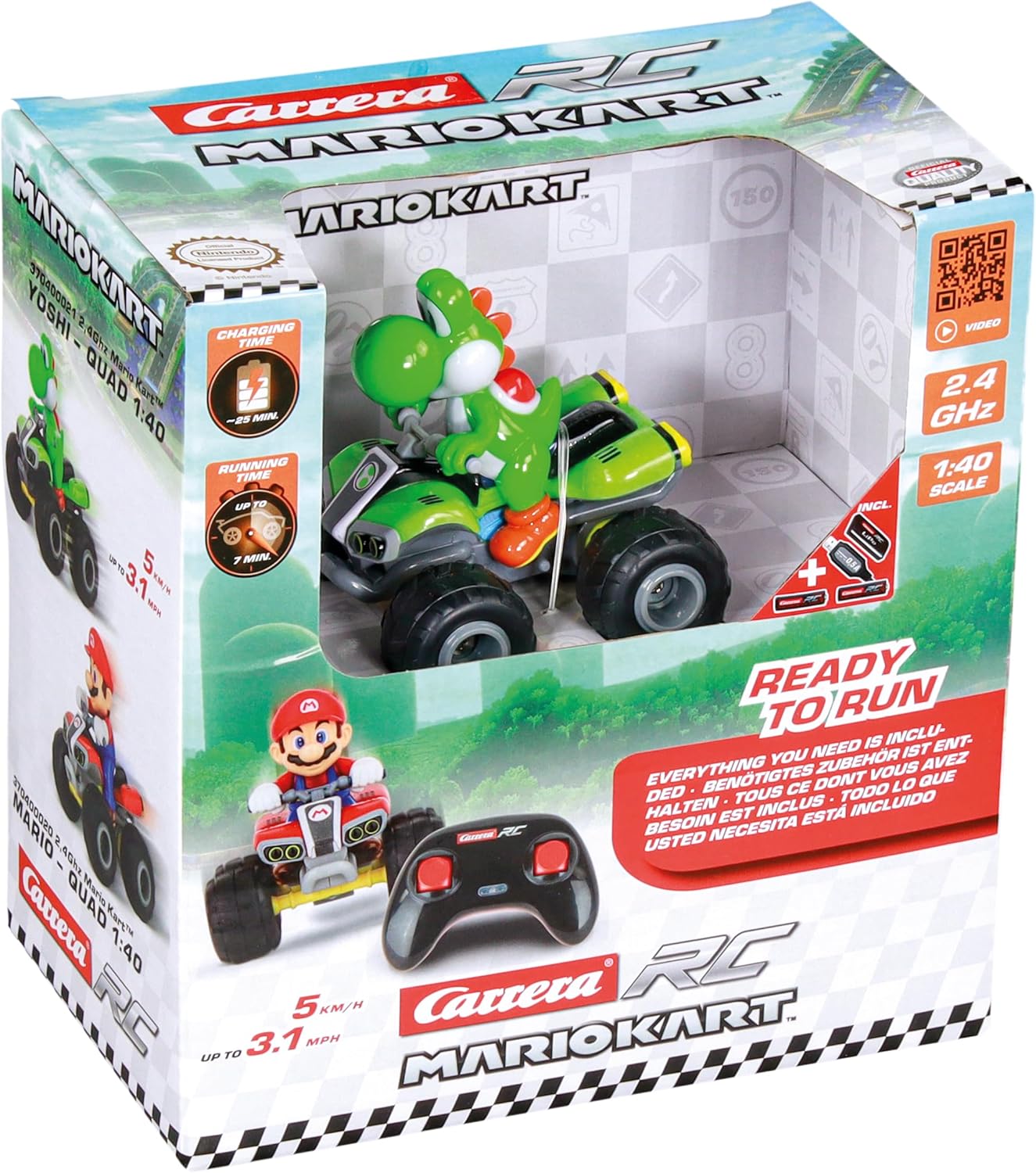 Carrera RC I 2.4GHz Mario Kart Yoshi Quad 1:40 I Remote Controlled Quad I Officially Licensed I Authentic Design I For Nintendo Fans I Fast Action I Offroad Fun