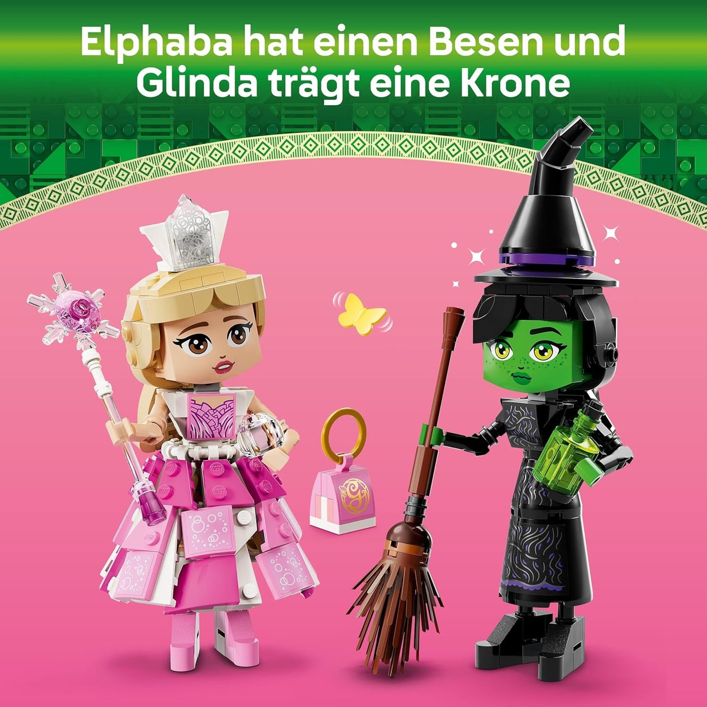 LEGO Wicked Elphaba and Glinda Fantasy Toy with Mini Dolls of the Witches of Oz Playset with Buildable Characters Gift for Girls, Boys and Fans of the Movie Ages 10+ 75682