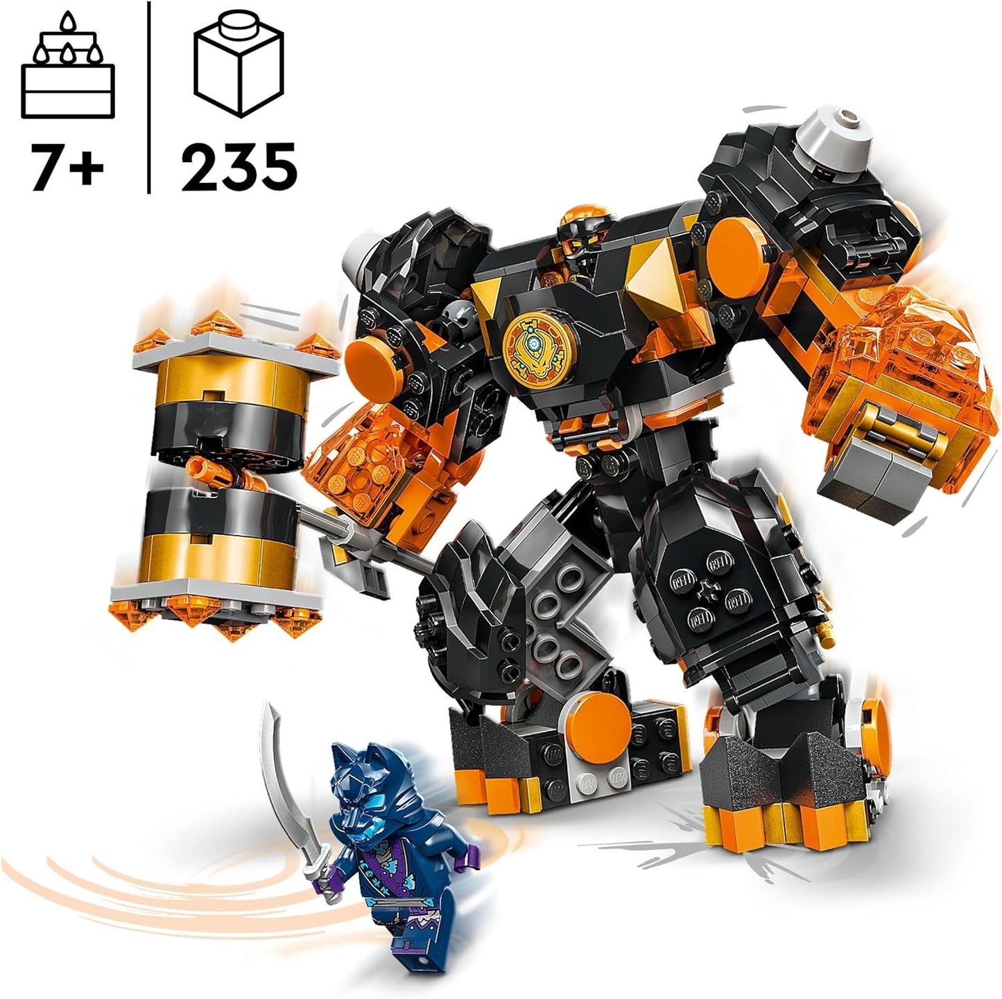 LEGO NINJAGO Coles Erdmech, Actionfiguren-Spielzeug mit veränderbarem Mech, Ninja-Set mit 2 Figuren inklusive Cole, Geschenk für 7-jährige Jungs und Mädchen 71806