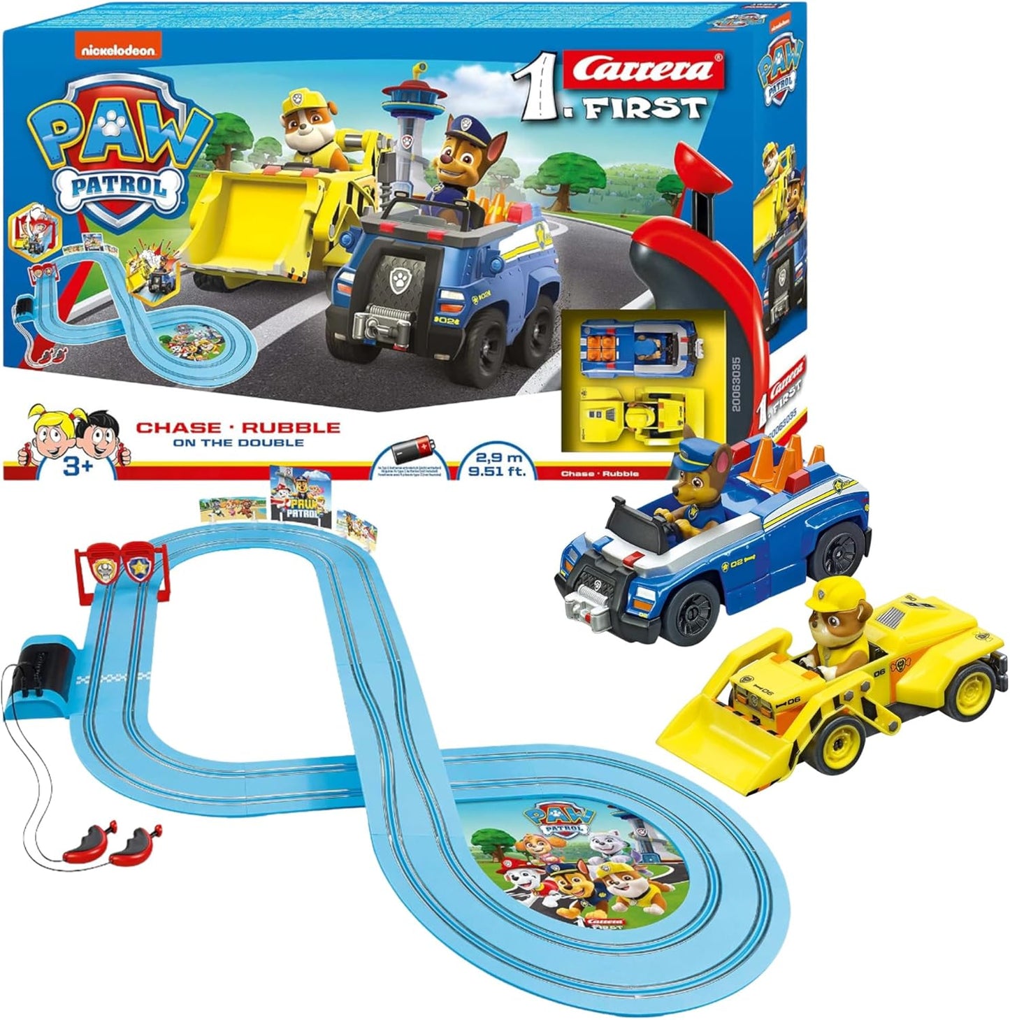 Carrera 20063035 First-Paw Patrol-On Double 2.9 m, Multi-Coloured