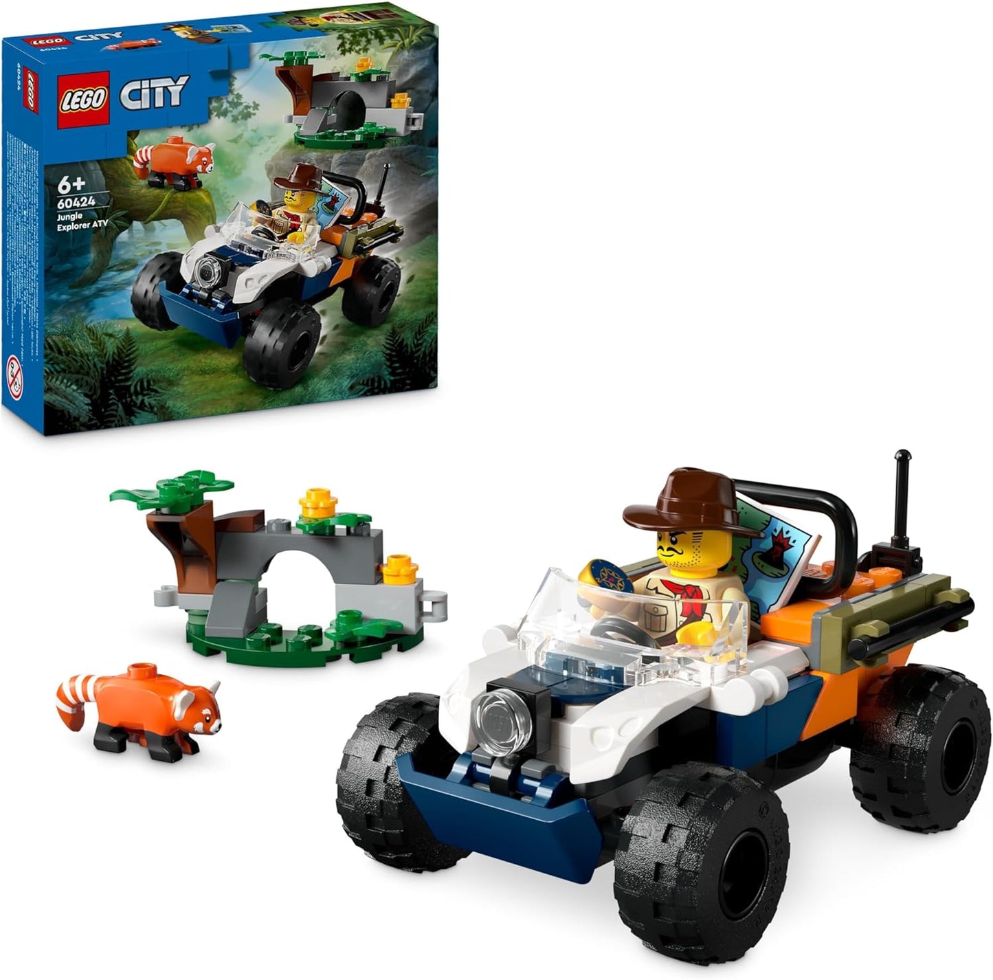 LEGO City Jungle Explorer Quad, Jungle Toy for Boys and Girls from 6 Years, Gift Ideas for Children, Quad with Adventurer Mini Figure and Animal Figure 60424