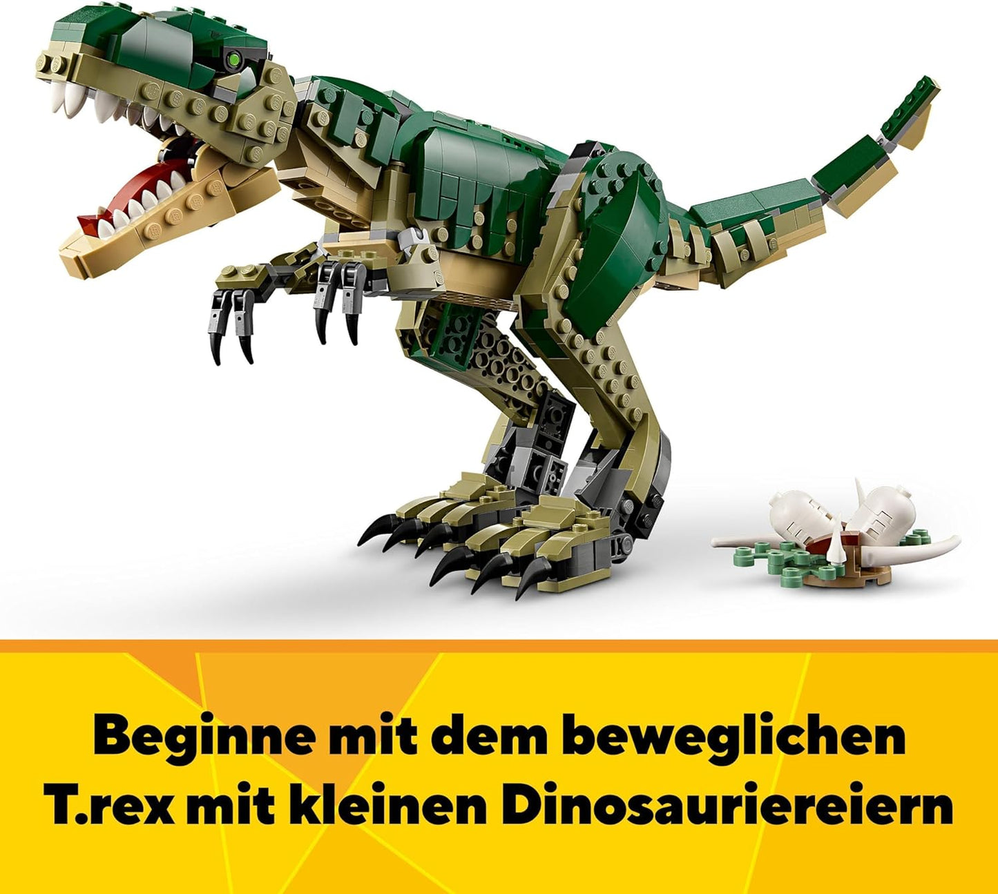 LEGO Creator T.Rex, 3-in-1 Dinosaur Convert into a Triceratops or Pterodactylus, Movable Dinosaur Model for Children, Gift for Boys and Girls 31151