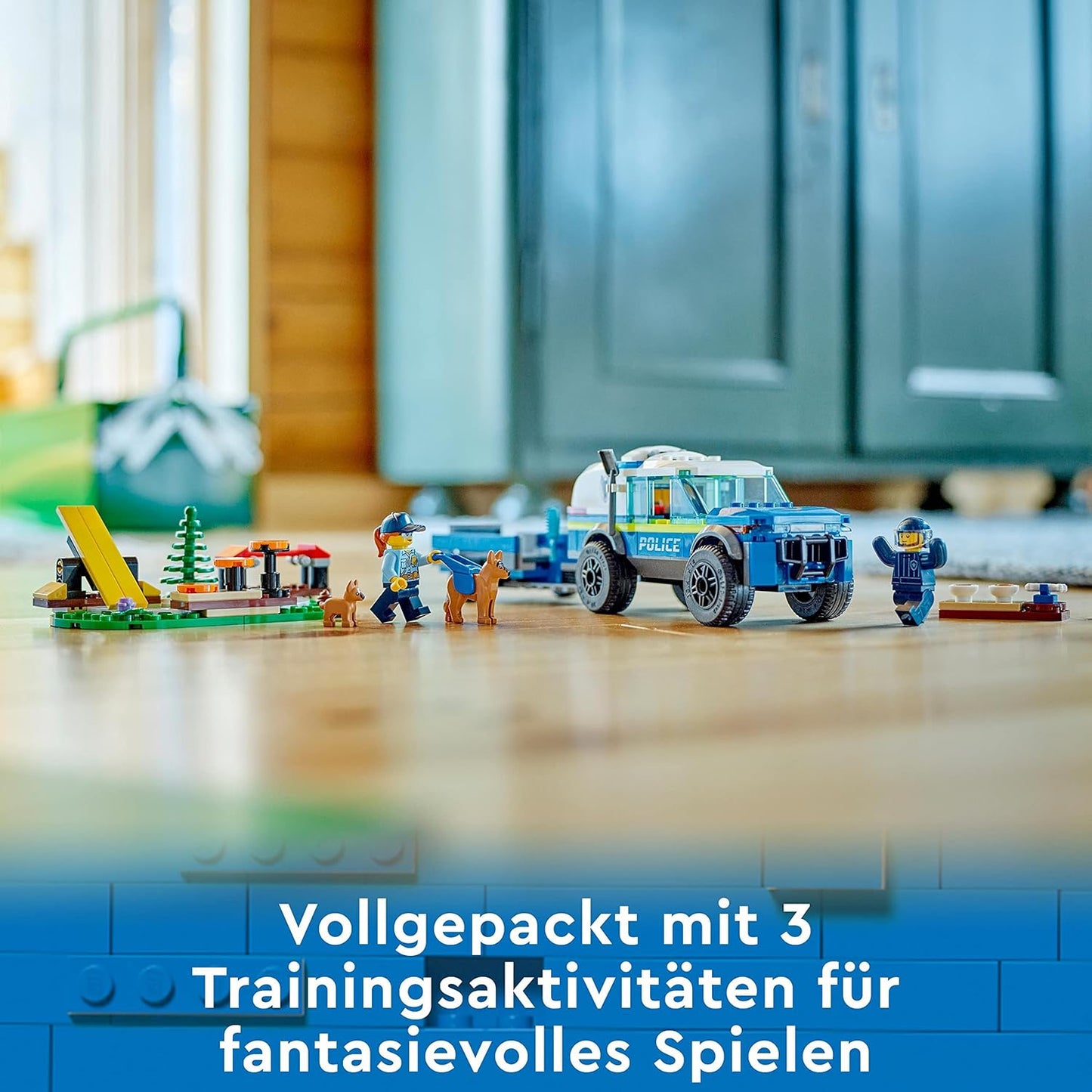 LEGO City Mobiles Polizeihunde-Training, Polizeiauto-Spielzeug mit Anhänger, Hunde- und Welpenfiguren, Tier-Set für Kinder ab 5 Jahren 60369