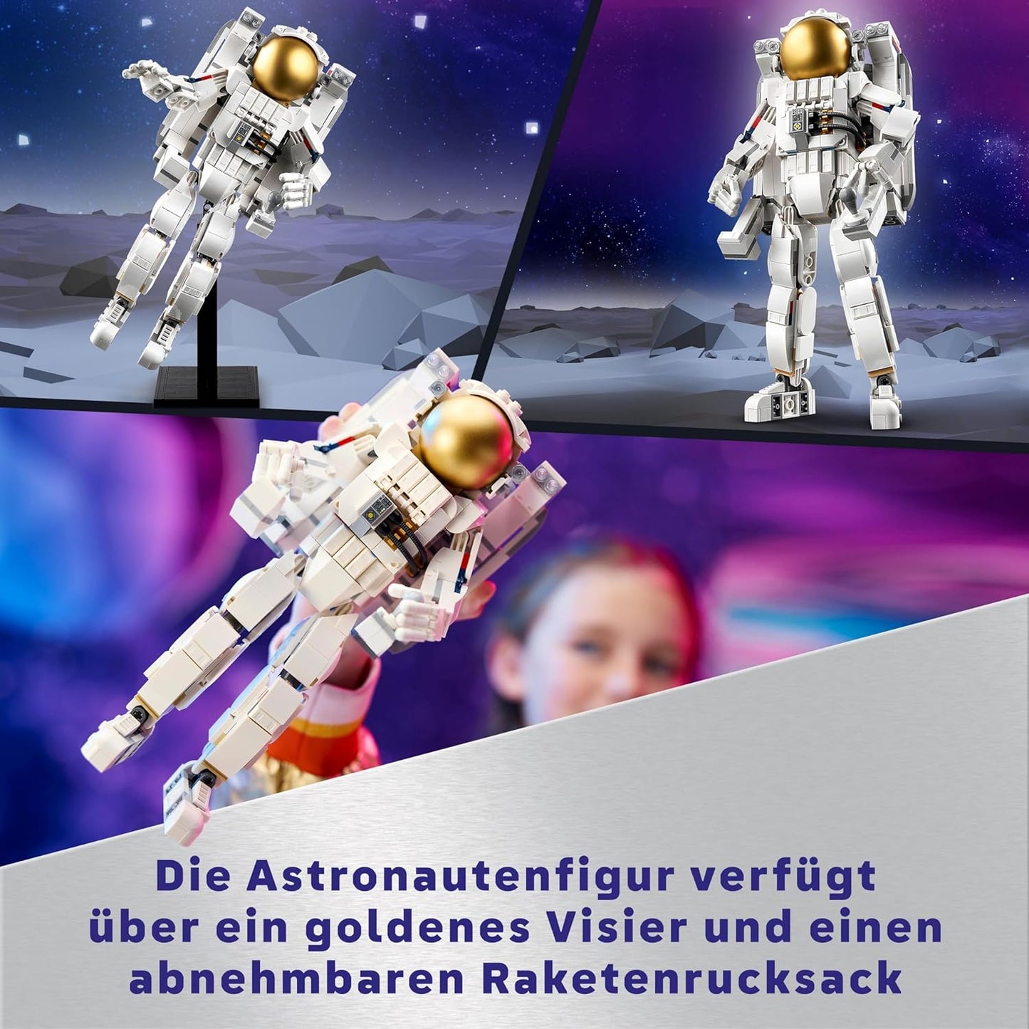 LEGO Creator 31152 3-in-1 Astronaut in Space Toy, Model Kit with Dog and Spaceship for Children, Nursery Decoration, Creative Gift for Boys and Girls from 9 Years