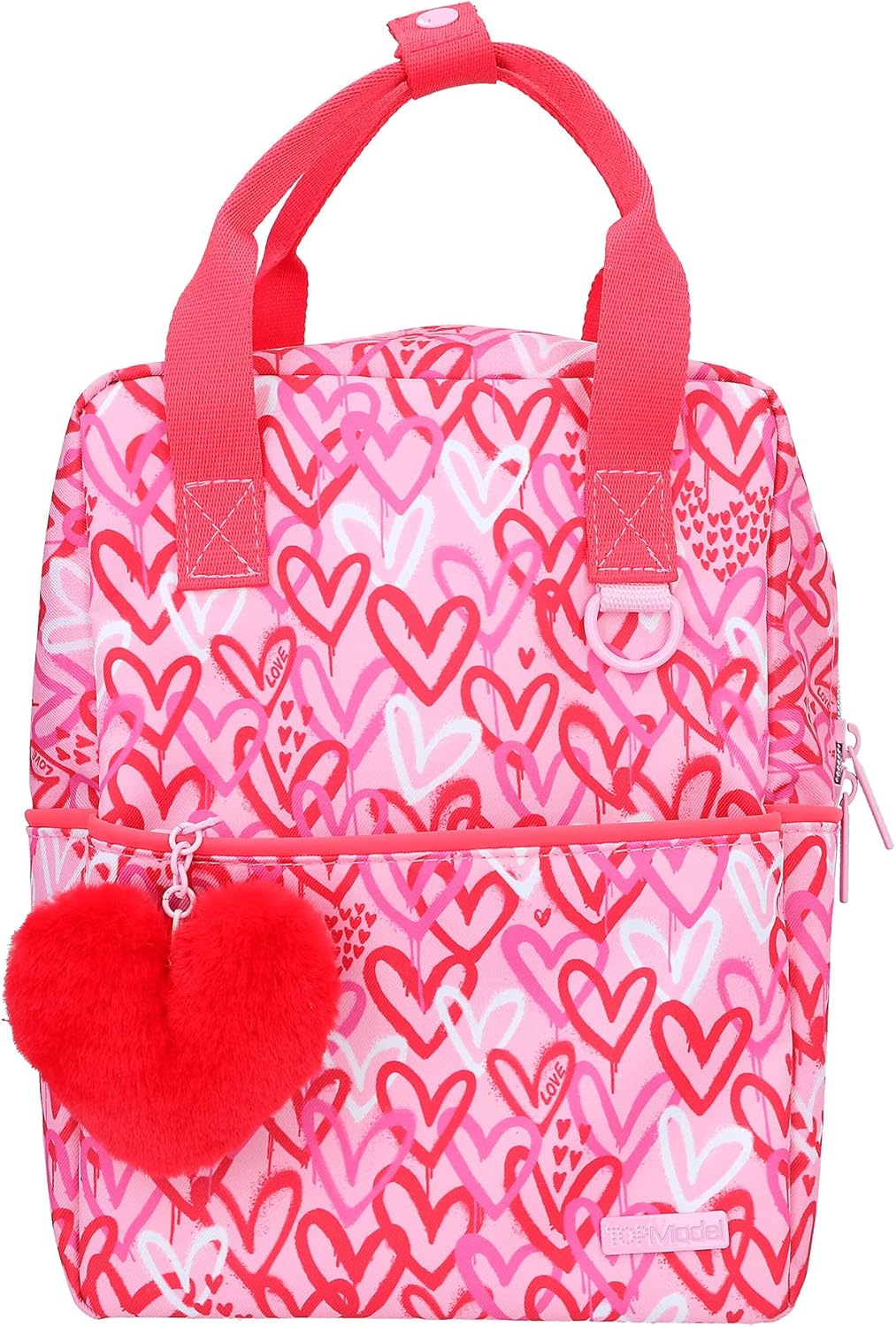 Depesche 12232 TOPModel One Love Backpack for Children in Red and Pink with Plush Heart, Bag with Adjustable Straps and Pendant, Multi-Colour