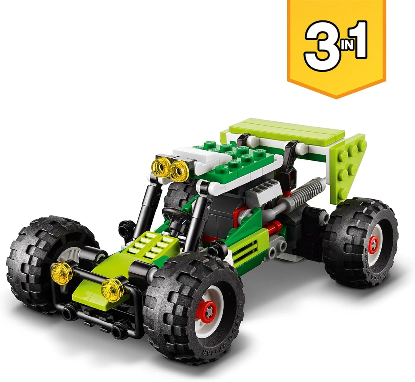 LEGO 31123 Creator 3-in-1 Off-Road Buggy, Quad, Compact Loader, Toy Vehicles for Children from 7 Years, Excavator, Toy Car