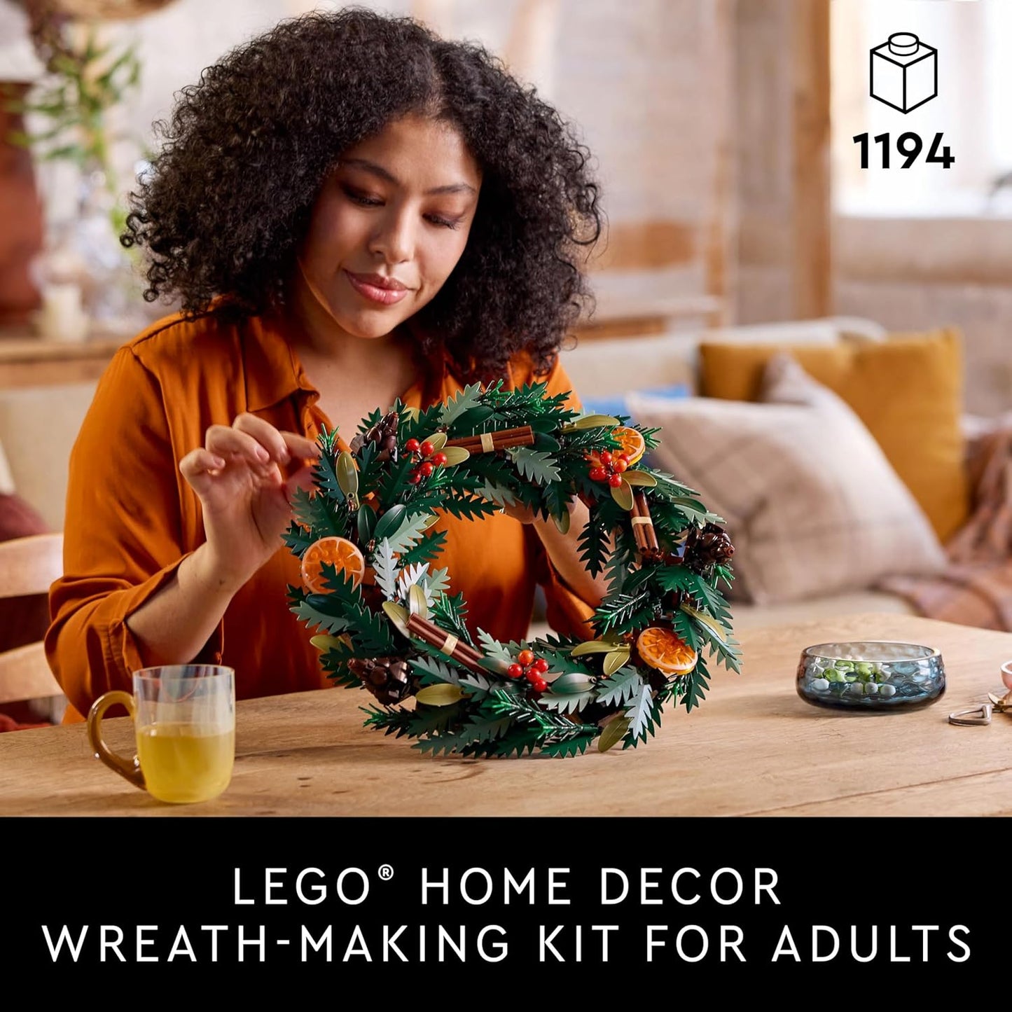 LEGO Icons 10340 Wreath Making Kit, Holiday Home Decor Kit (1194-Piece)