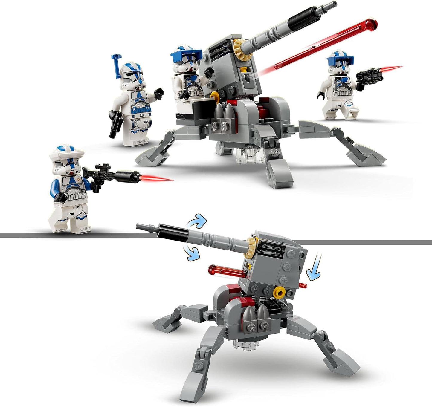 LEGO Star Wars 501st Clone Troopers Battle Pack Set mit Fahrzeugen und 4 Figuren, baubares Spielzeug mit AV-7 Anti-Fahrzeug-Kanone und federbelastetem Shooter 75345