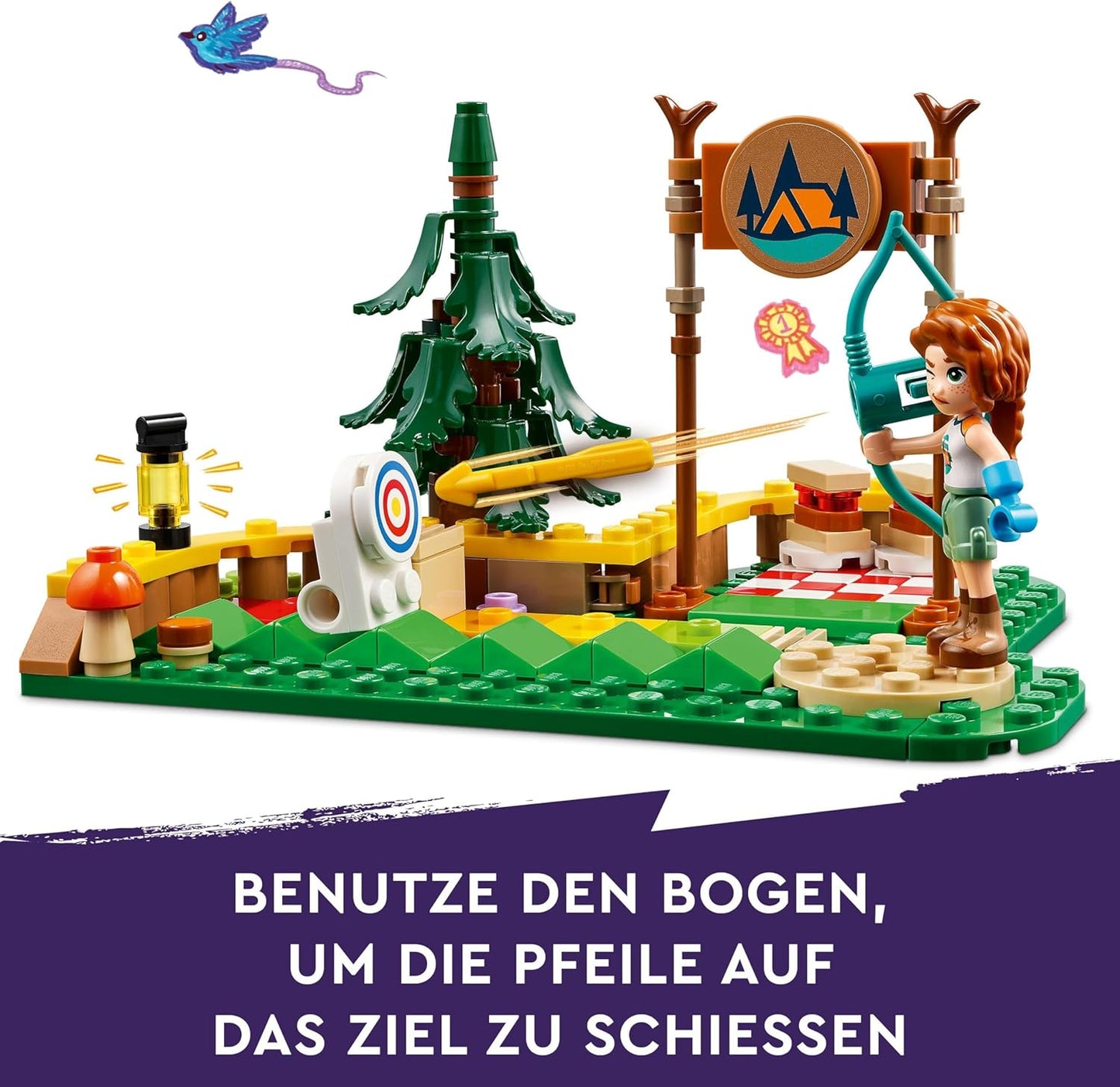 LEGO Friends Archery in Adventure Camp, Building Toy for Children with Arrow and Bow, 2 Toy Figures and a Raccoon, for Girls and Boys from 6 Years 42622