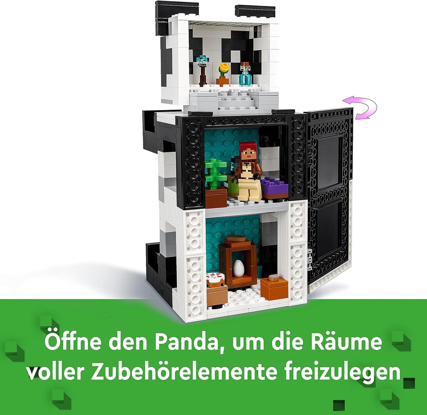 LEGO 21245 Minecraft The Panda House Set, Movable Panda Toy House with Animal Figures and Skeleton, Toy for Boys and Girls from 8 Years