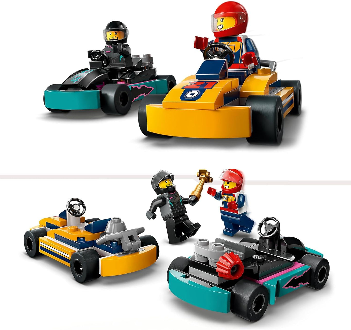 LEGO City Go-Karts with Racers, Set of 2 Racing Car Mini Figures and Racing Cars, Car Toy from 5 Years for Boys and Girls, Funny Gift for Kids 60400